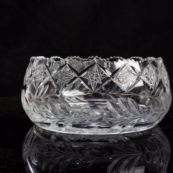 Bohemian Cut Crystal Fruit Bowl - Picture 1 of 8